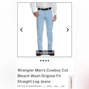Wrangler Men's Cowboy Cut Bleach Wash Original Fit Straight Leg Jeans